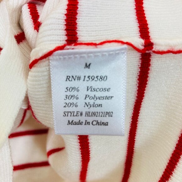Pink Lily Knit Tank Top Women's Medium White Red Stripe Summer Tie Front - Picture 7 of 8